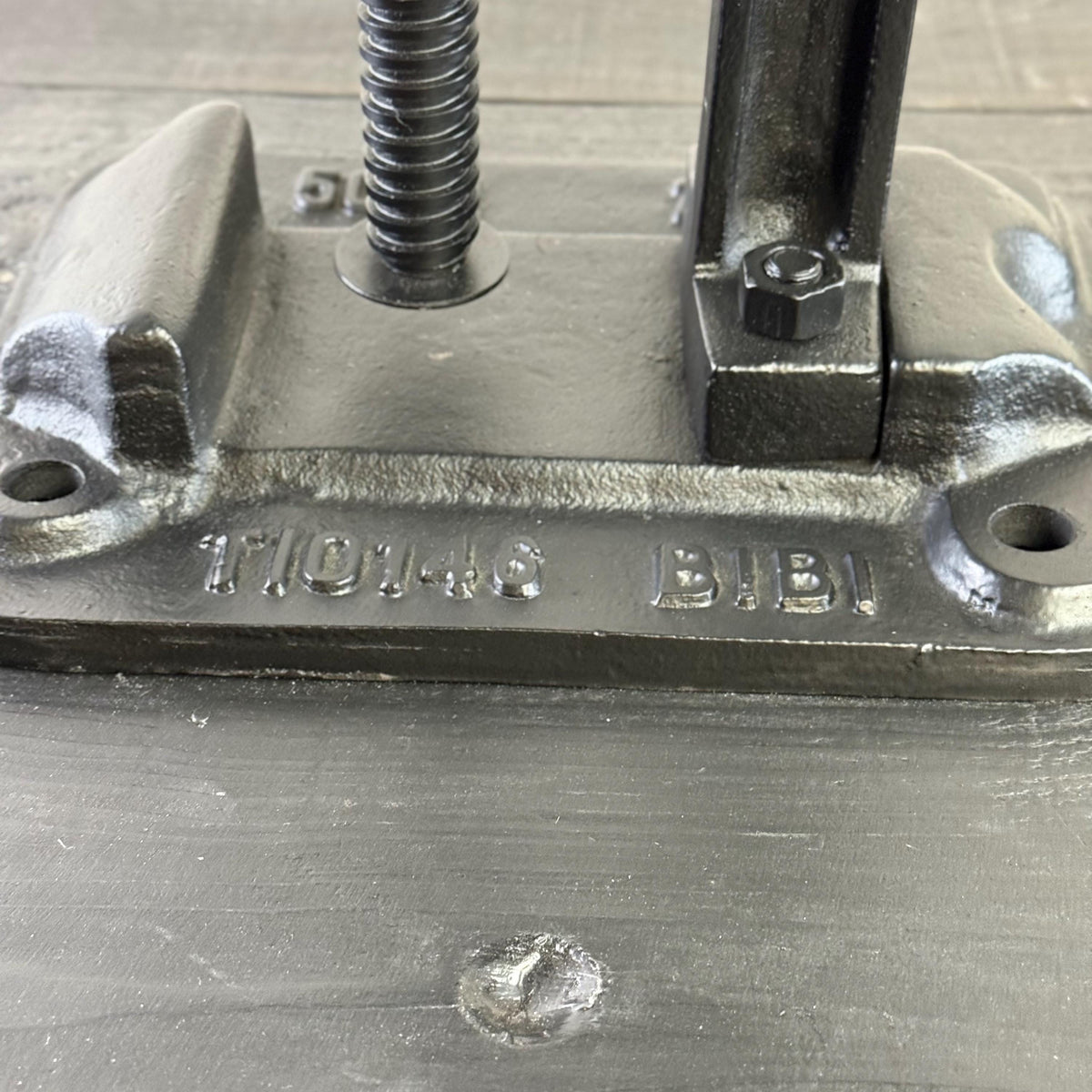 Vice Clamp Adjustable Stool | Cast Iron Industrial Seat | Leather Top