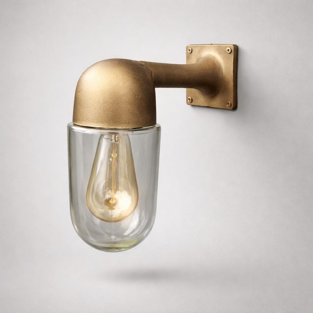 Langham Raw Antique Brass Wall Light Outdoor & Bathroom Sconce