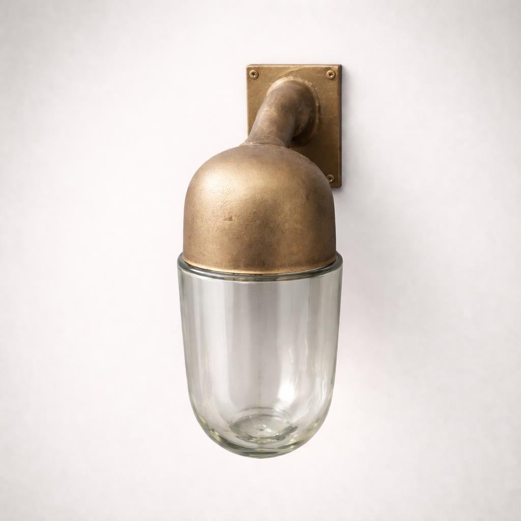 Langham Raw Antique Brass Wall Light Outdoor & Bathroom Sconce