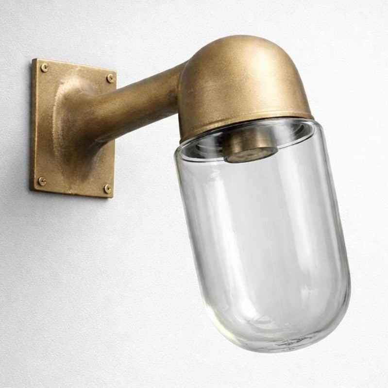Langham Raw Antique Brass Wall Light Outdoor & Bathroom Sconce