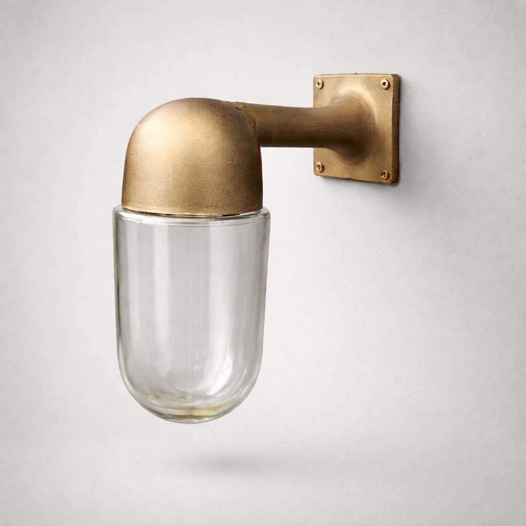 Langham Raw Antique Brass Wall Light Outdoor & Bathroom Sconce