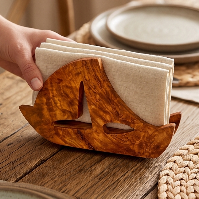 Handcrafted Olive Wood Napkin & Paper Holders | 5 Distinctive Styles