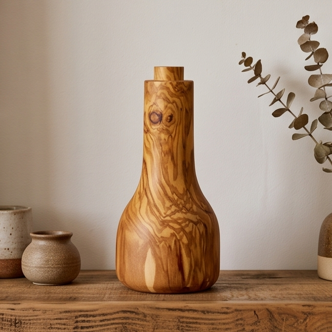 Olive Wood Handmade Wooden Vase