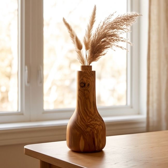 Olive Wood Handmade Wooden Vase