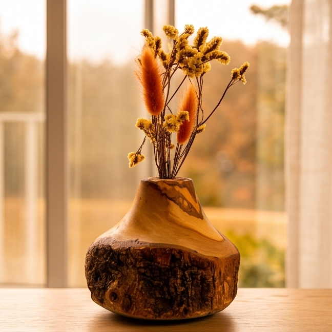 Olive Wood Handmade Wooden Vase