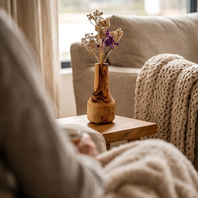 Olive Wood Handmade Wooden Vase