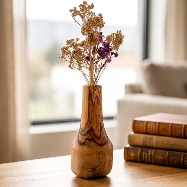 Olive Wood Handmade Wooden Vase