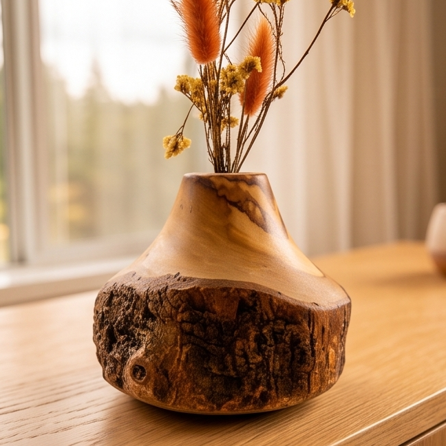 Olive Wood Handmade Wooden Vase
