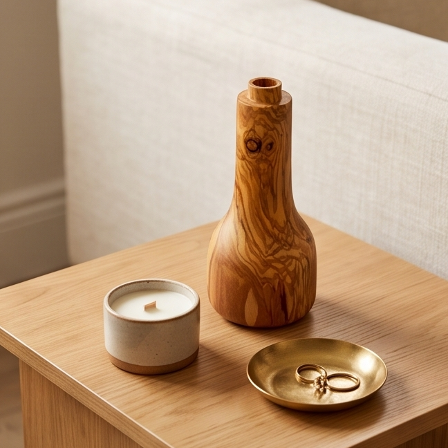 Olive Wood Handmade Wooden Vase