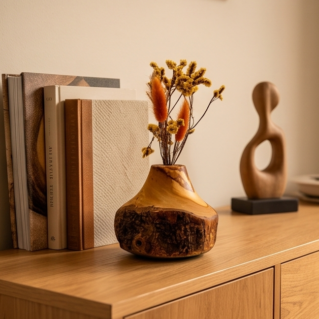 Olive Wood Handmade Wooden Vase