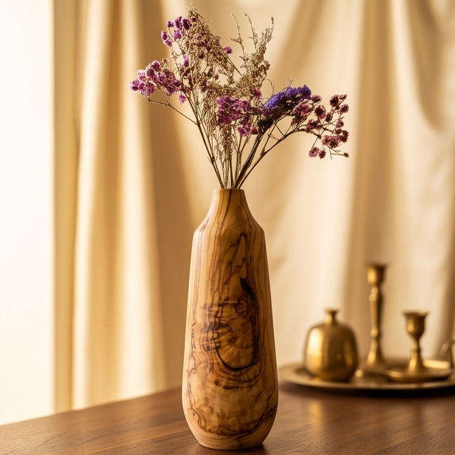 Olive Wood Handmade Wooden Vase