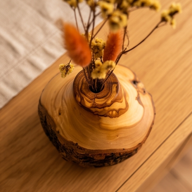 Olive Wood Handmade Wooden Vase