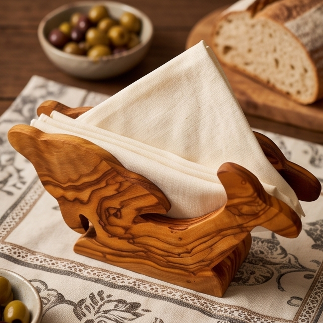 Handcrafted Olive Wood Napkin & Paper Holders | 5 Distinctive Styles