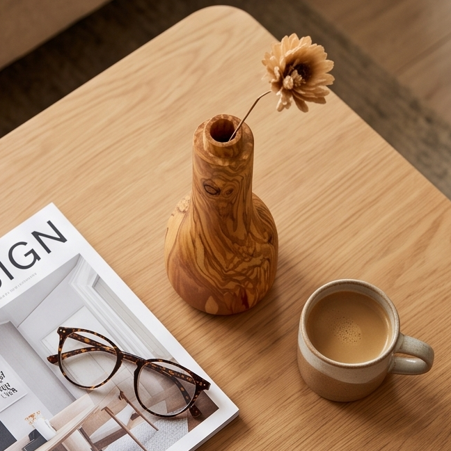 Olive Wood Handmade Wooden Vase
