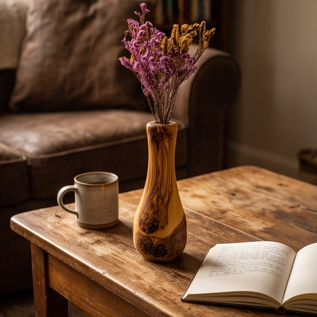 Olive Wood Handmade Wooden Vase