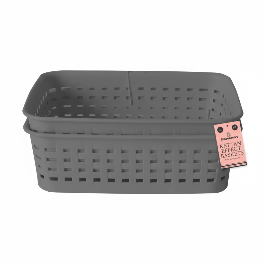Rattan effect storage basket 2 pack