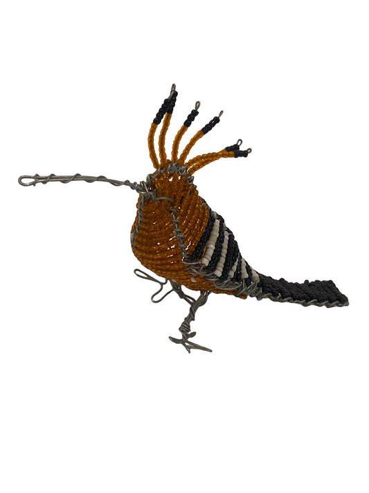 Beaded Garden Birds - Orange & striped (17.5)