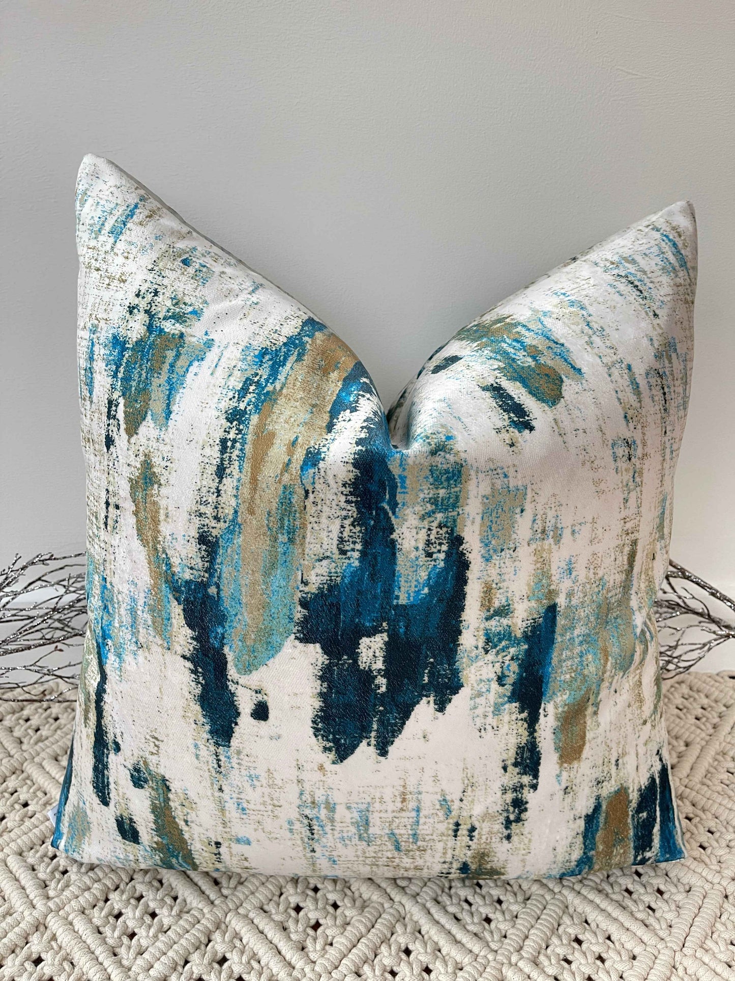 The Couture Cushion - The Peacock Teal Velvet - Style No. 10