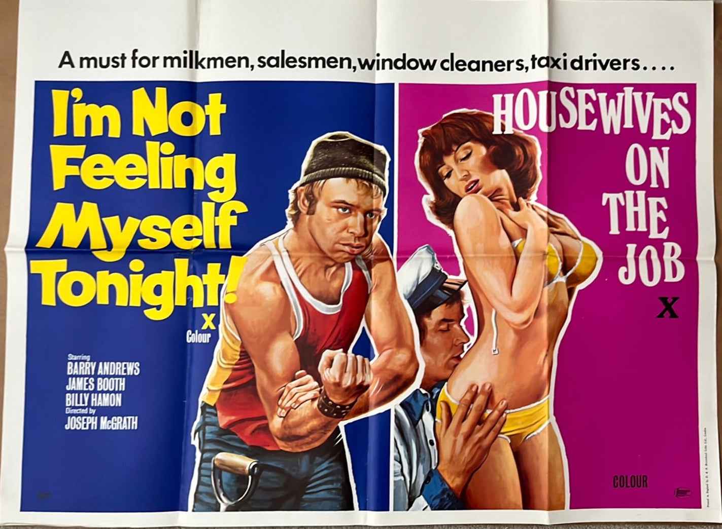 I'm Not Feeling Myself Tonight & Housewives On The Job (1976) Original UK Quad Cinema Poster