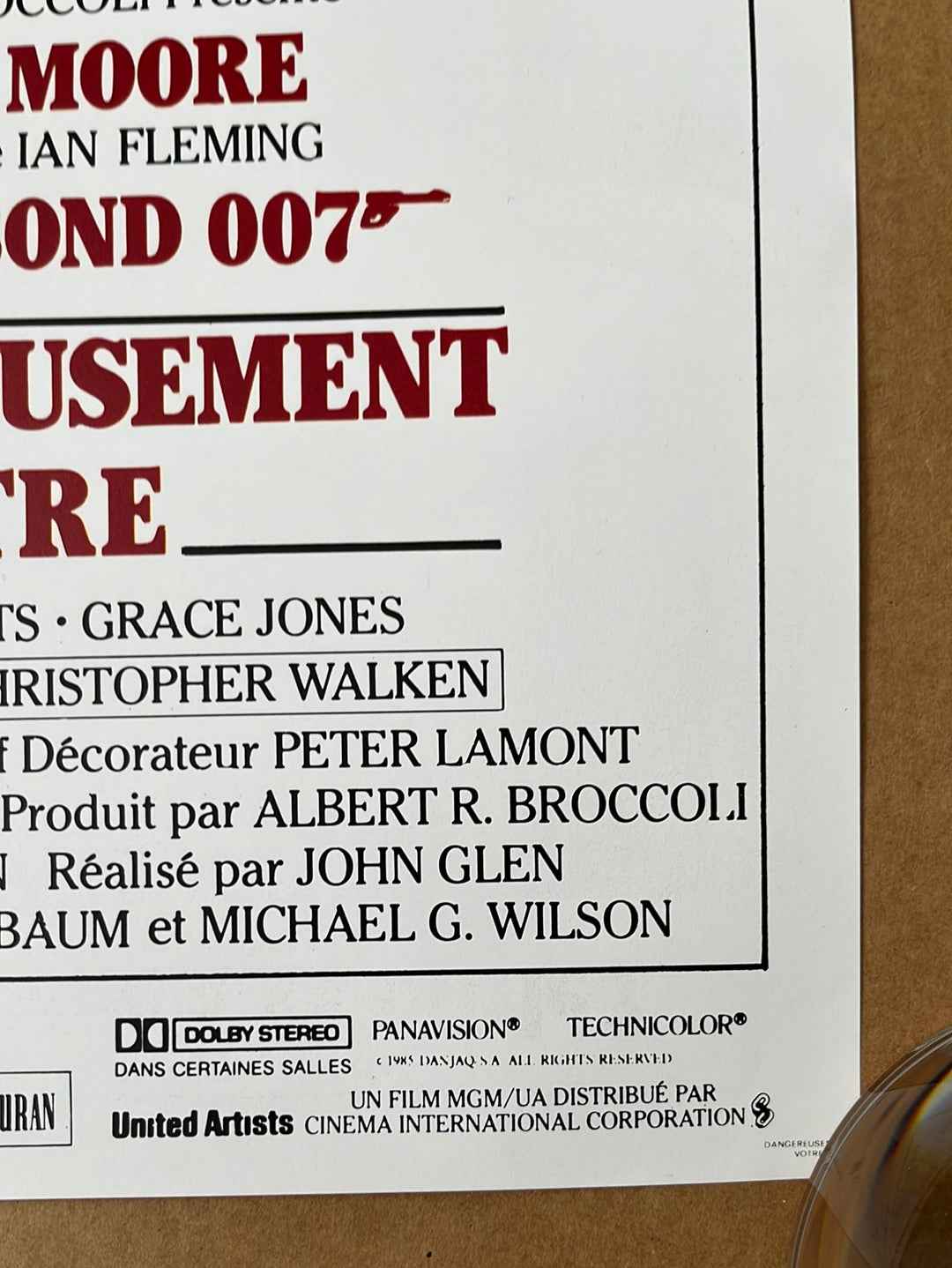 A View To A Kill - Dangereusement Votre (1985) Original French 'Petite' Cinema Poster - James Bond 007