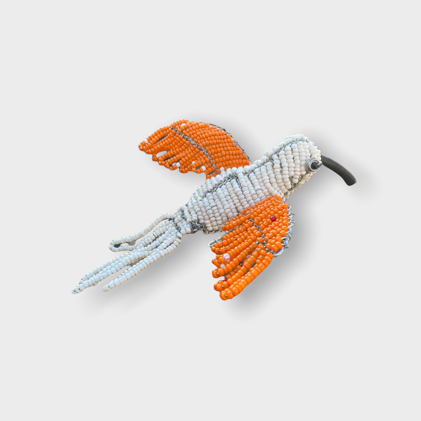 Beaded Garden Birds - South Africa - Orange/white