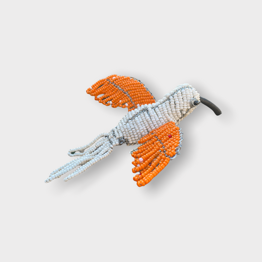 Beaded Garden Birds - South Africa - Orange/white