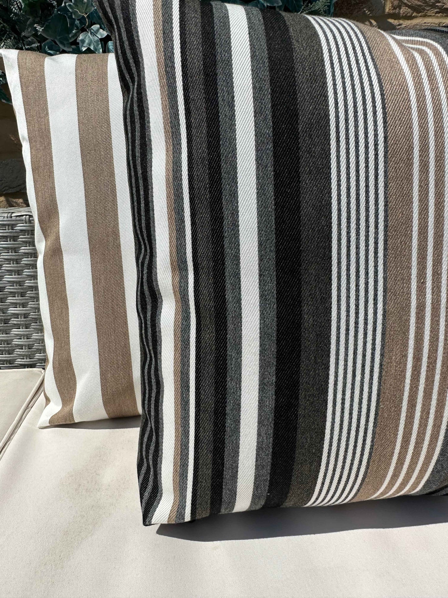 The Couture Cushion - The Outdoor Beige Multi Stripe - Style No. 121