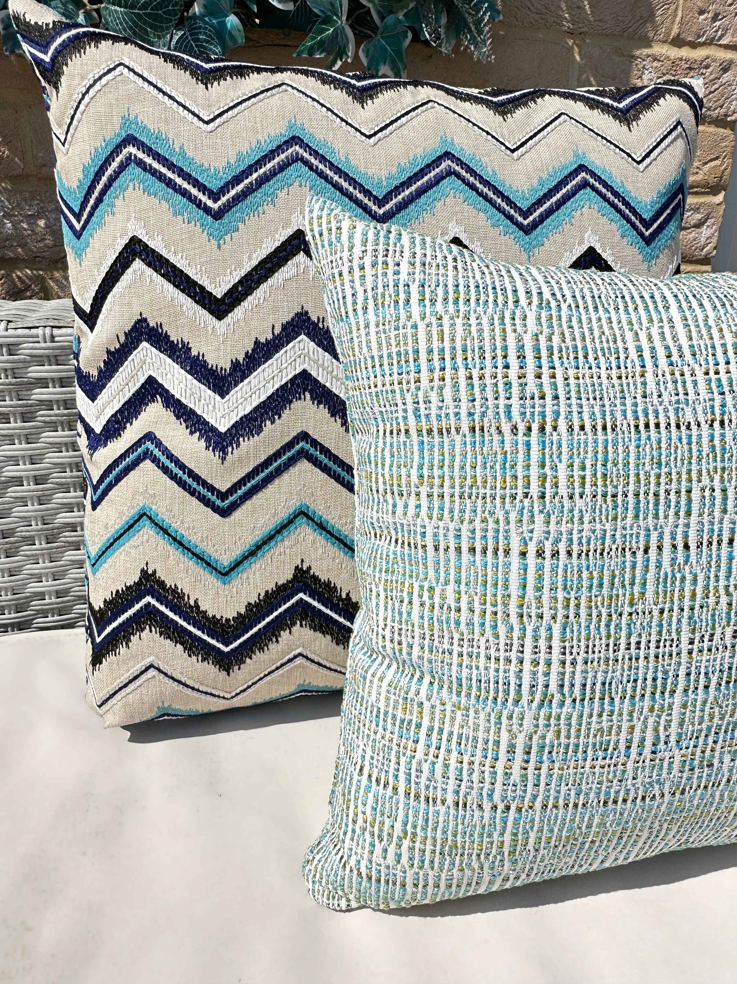 The Couture Cushion - The Outdoor Blue Jacquard - Style No. 123