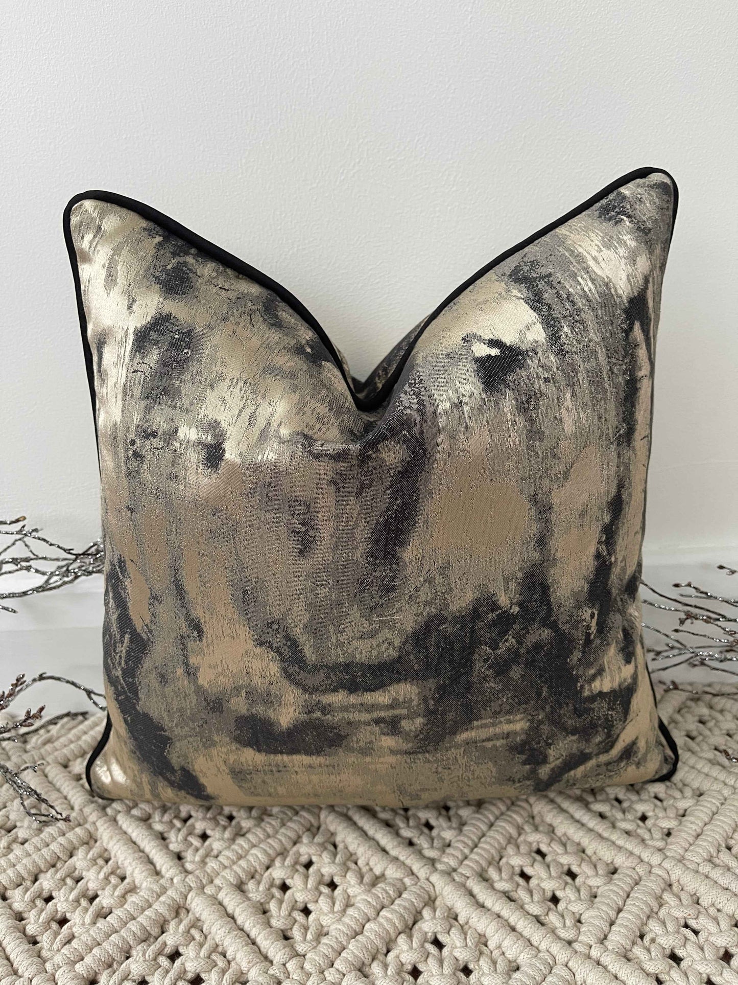 The Couture Cushion - The Black and Gold Chiara - Style No. 27