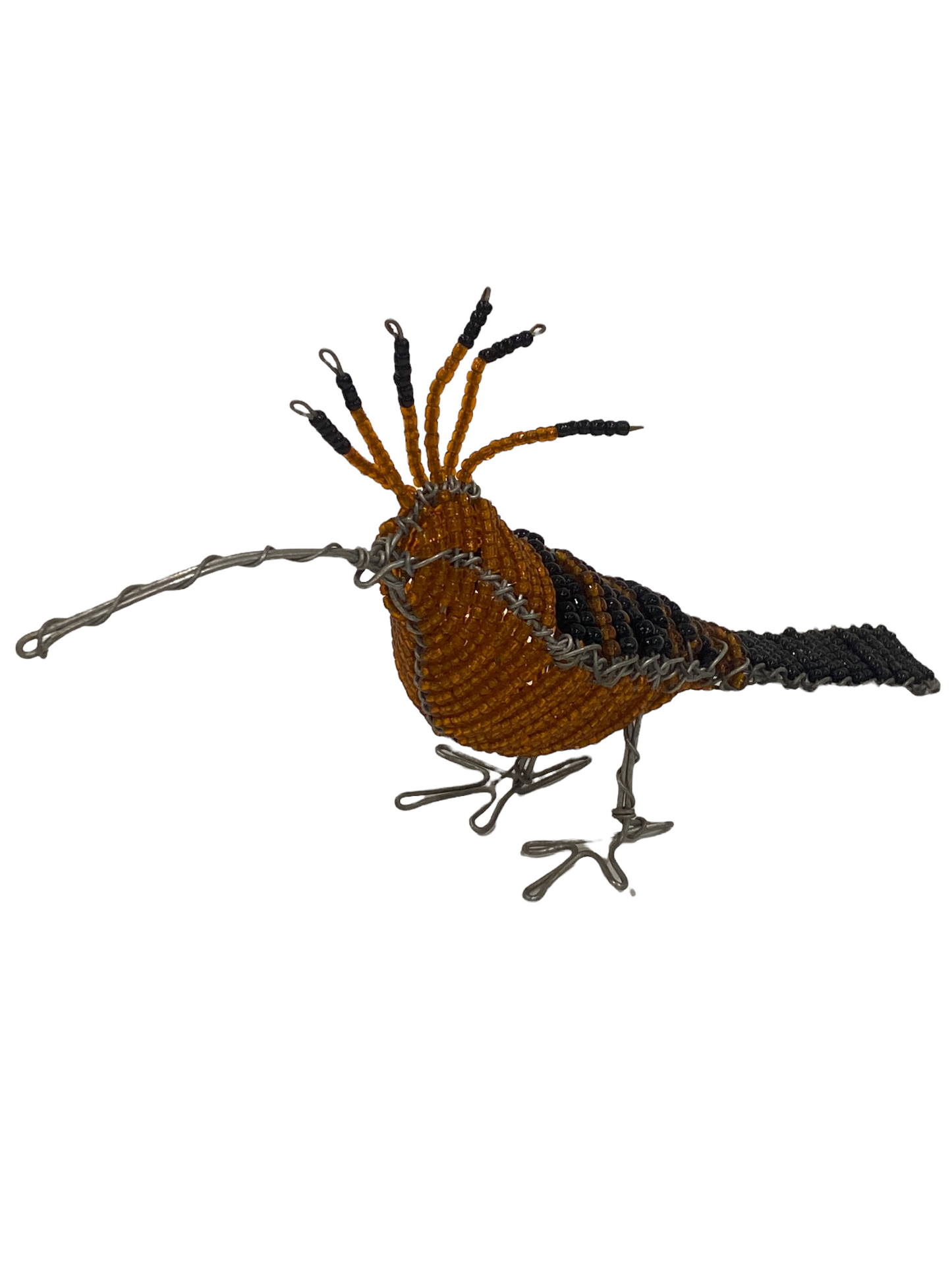 Beaded Garden Birds - Orange & striped (17.5)