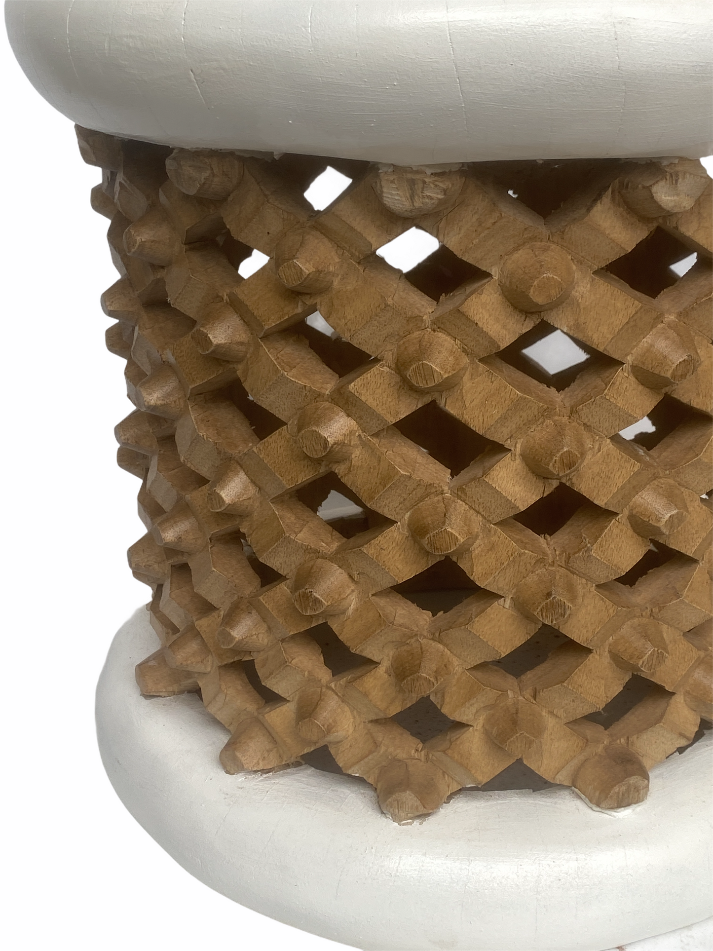 Bamileke Stool - White/Natural - 41cmD