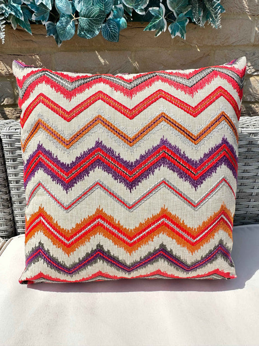 The Couture Cushion - The Outdoor Pink Zig Zag - Style No. 33