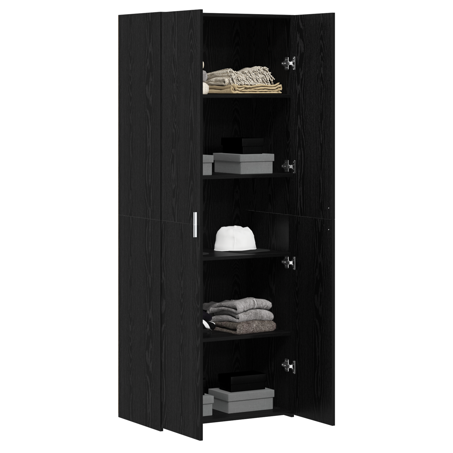 Highboard Black Oak 70x42.5x185 cm Engineered Wood