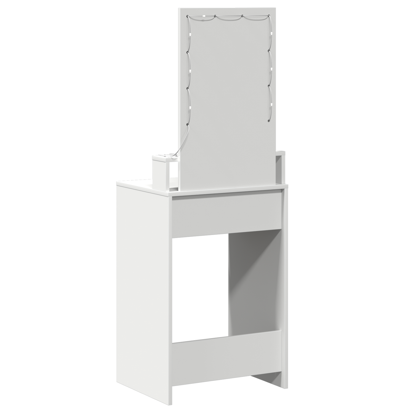 Modern Wooden Narrow Dressing Table Makeup Vanity Desk With LED Mirror & Drawer