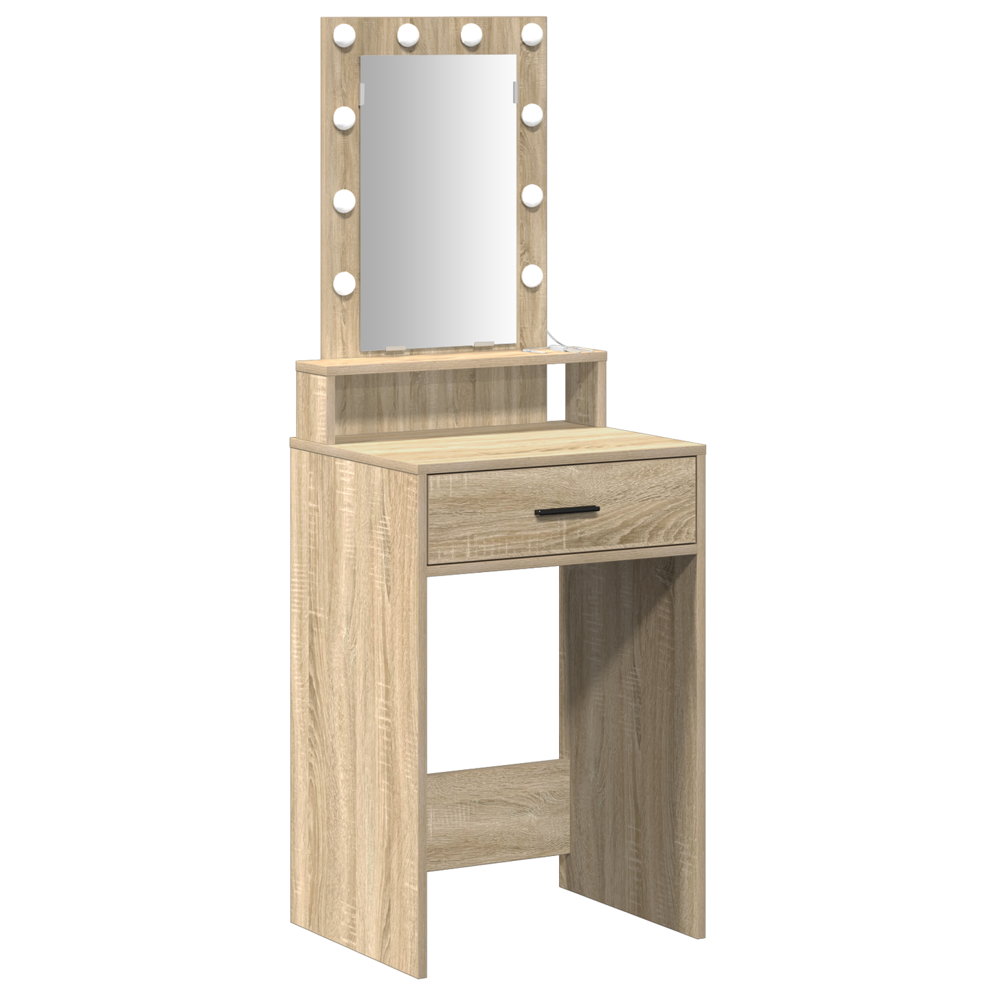 Modern Wooden Narrow Dressing Table Makeup Vanity Desk With LED Mirror & Drawer