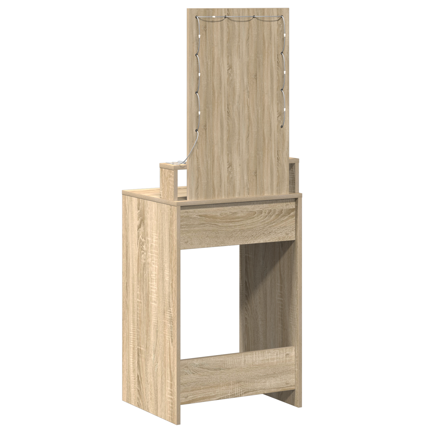 Modern Wooden Narrow Dressing Table Makeup Vanity Desk With LED Mirror & Drawer