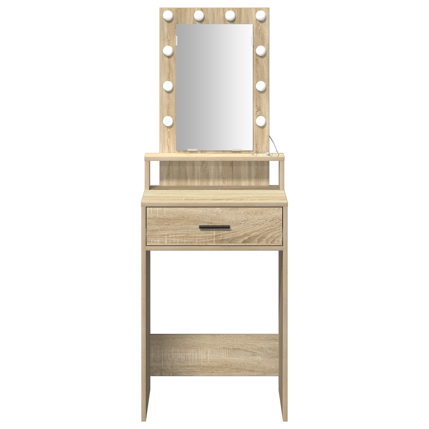 Modern Wooden Narrow Dressing Table Makeup Vanity Desk With LED Mirror & Drawer
