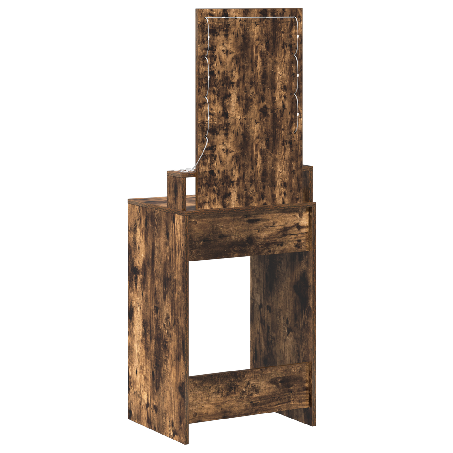 Modern Wooden Narrow Dressing Table Makeup Vanity Desk With LED Mirror & Drawer