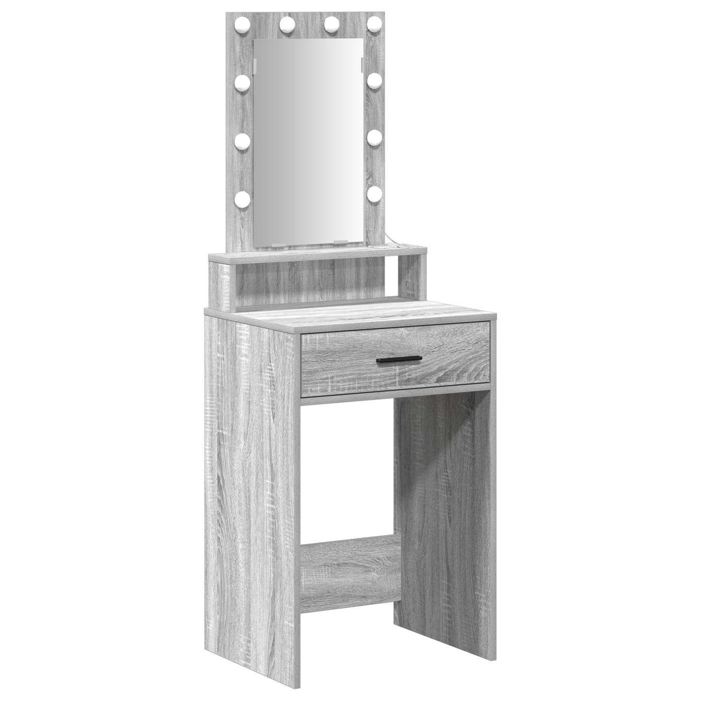 Modern Wooden Narrow Dressing Table Makeup Vanity Desk With LED Mirror & Drawer