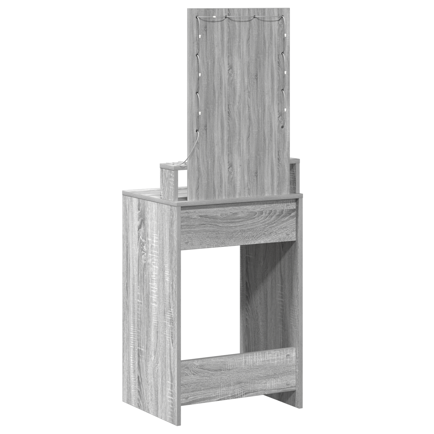 Modern Wooden Narrow Dressing Table Makeup Vanity Desk With LED Mirror & Drawer