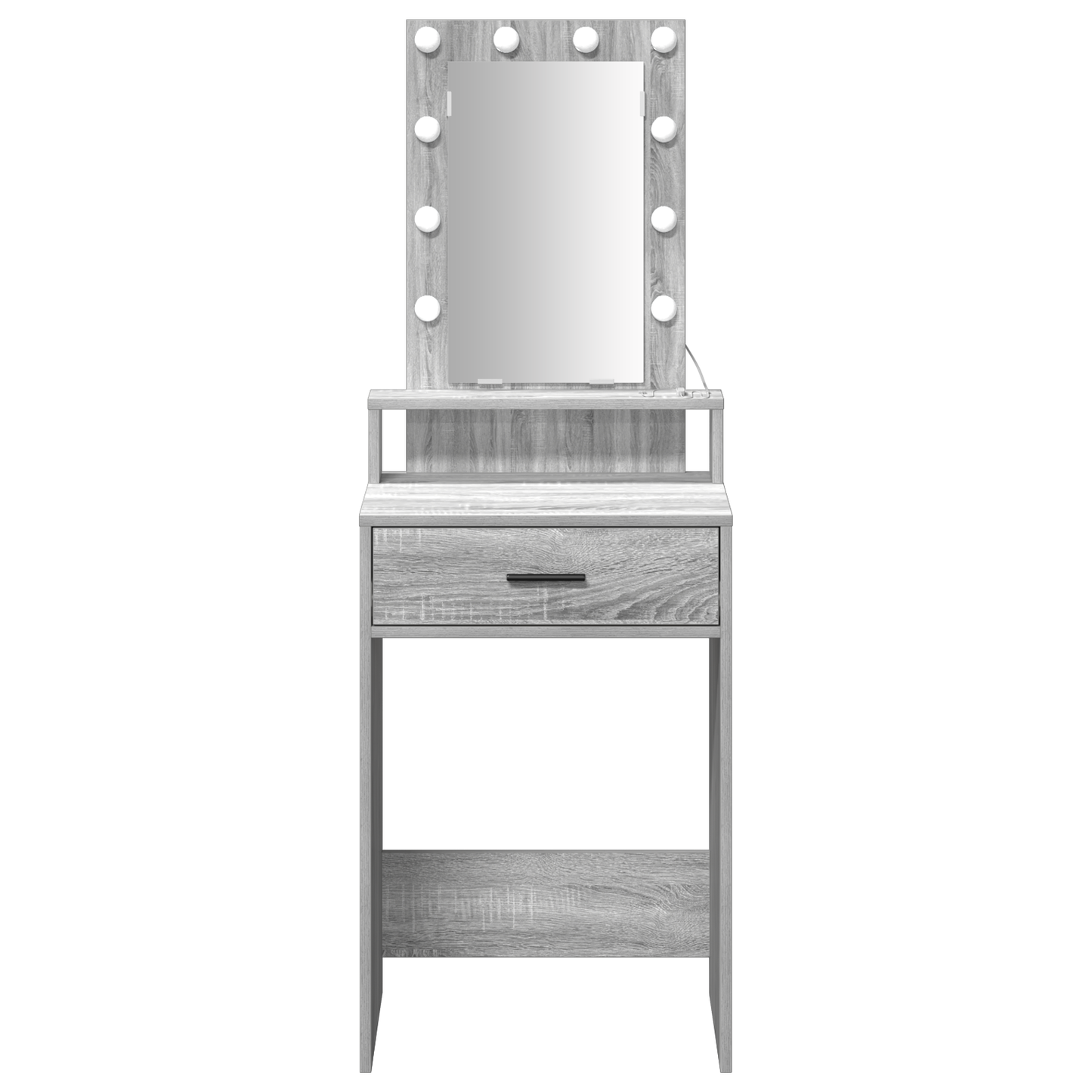Modern Wooden Narrow Dressing Table Makeup Vanity Desk With LED Mirror & Drawer