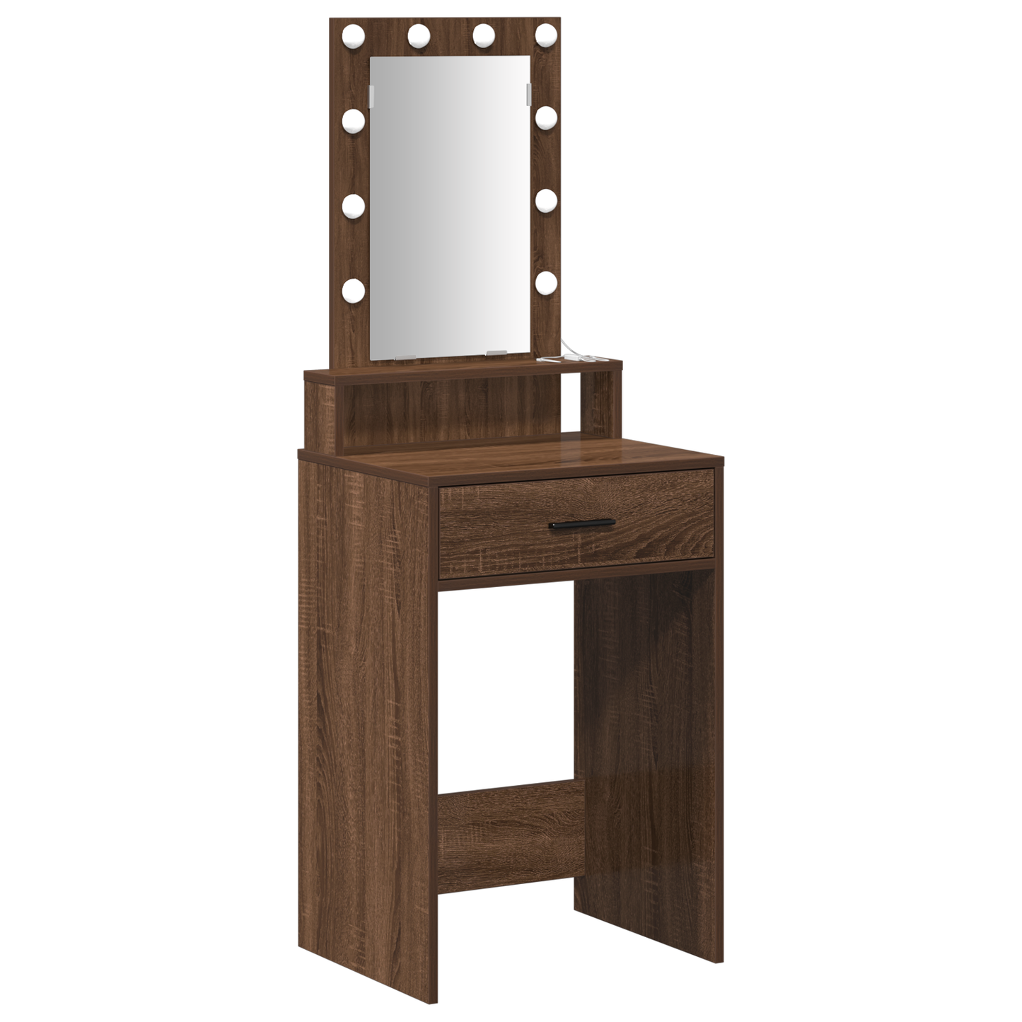 Modern Wooden Narrow Dressing Table Makeup Vanity Desk With LED Mirror & Drawer