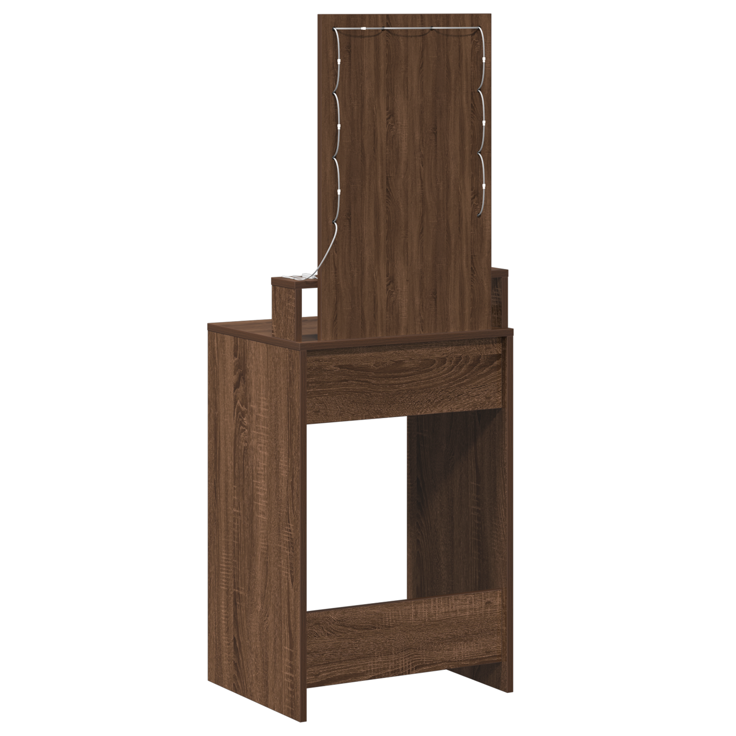 Modern Wooden Narrow Dressing Table Makeup Vanity Desk With LED Mirror & Drawer