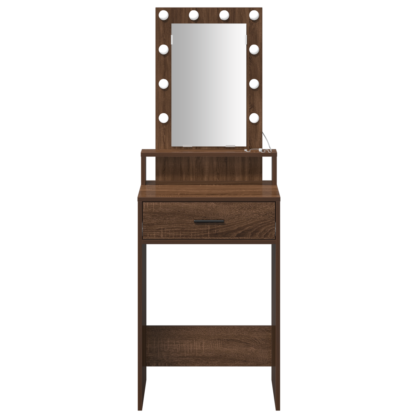 Modern Wooden Narrow Dressing Table Makeup Vanity Desk With LED Mirror & Drawer
