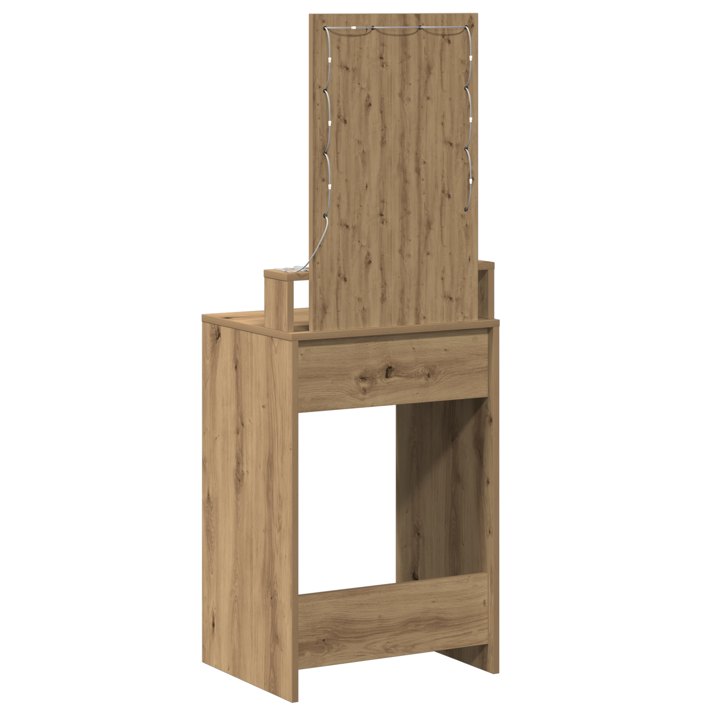 Modern Wooden Narrow Dressing Table Makeup Vanity Desk With LED Mirror & Drawer
