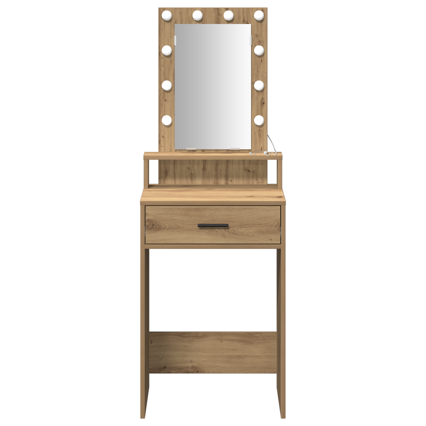 Modern Wooden Narrow Dressing Table Makeup Vanity Desk With LED Mirror & Drawer