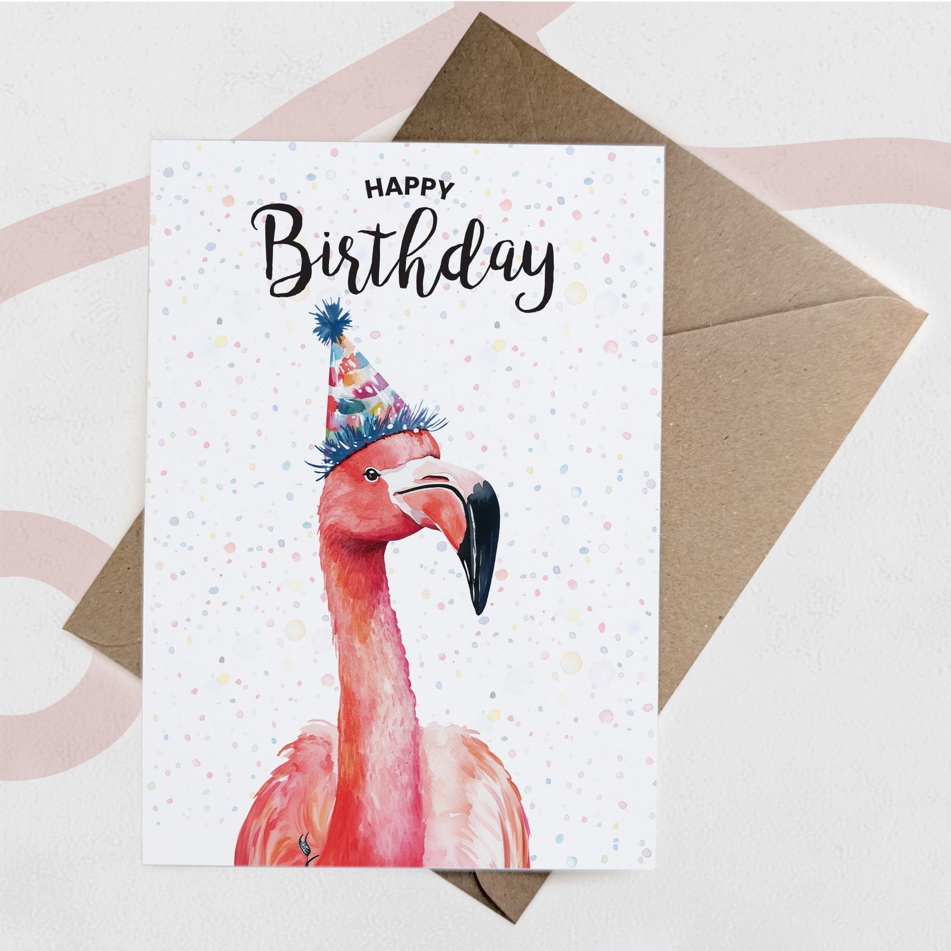 Birthday Card For Him or Her Of A Flamingo Illustration For Him or Her Birthday Gift