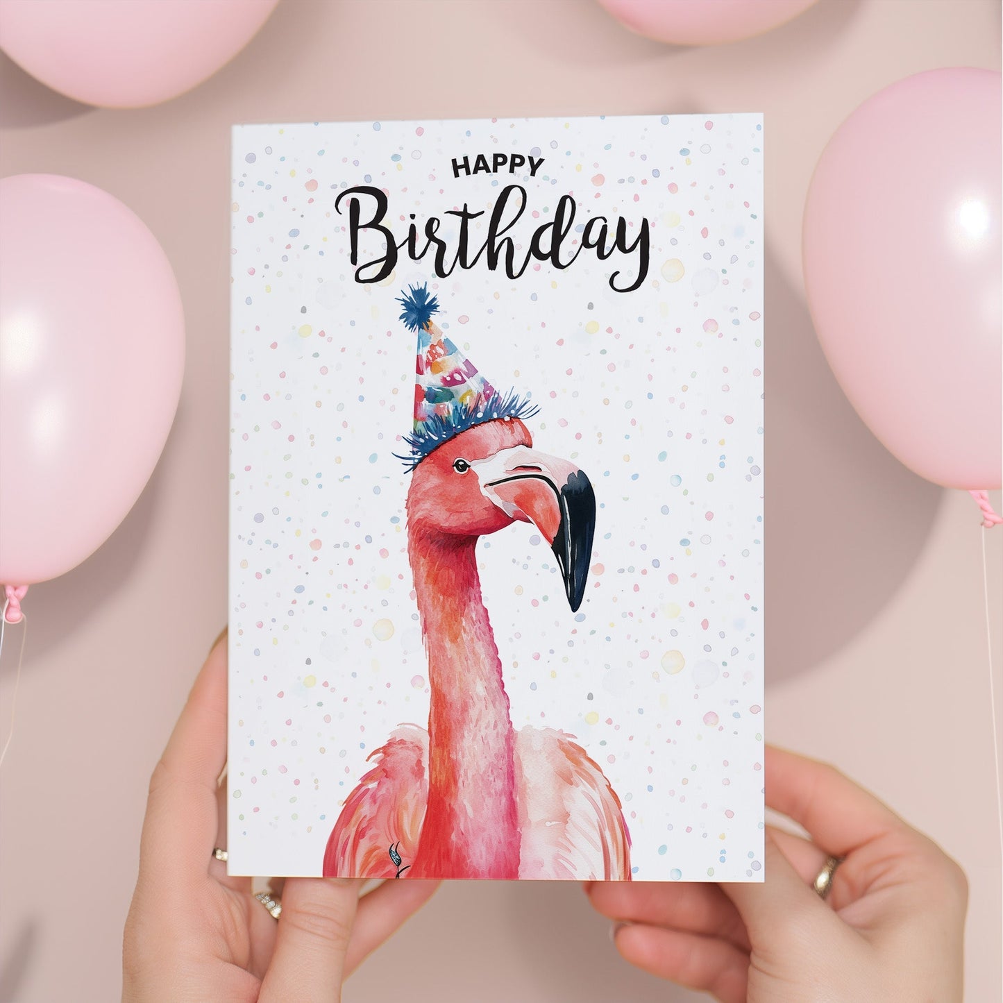 Birthday Card For Him or Her Of A Flamingo Illustration For Him or Her Birthday Gift