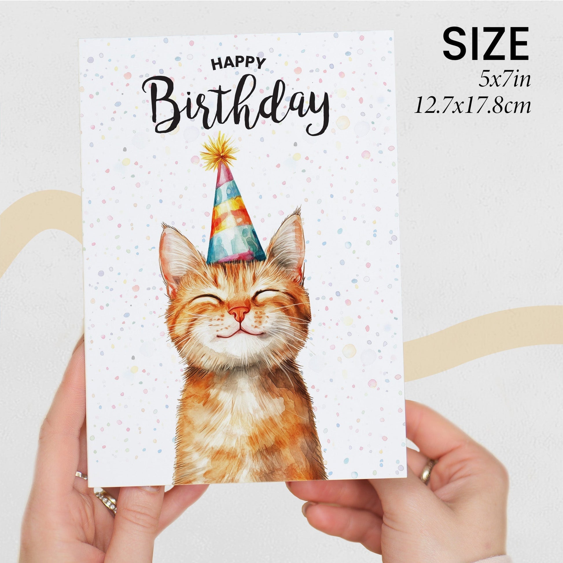 Birthday Card For Him or Her Of A Ginger Cat Illustration For Him or Her Birthday Gift