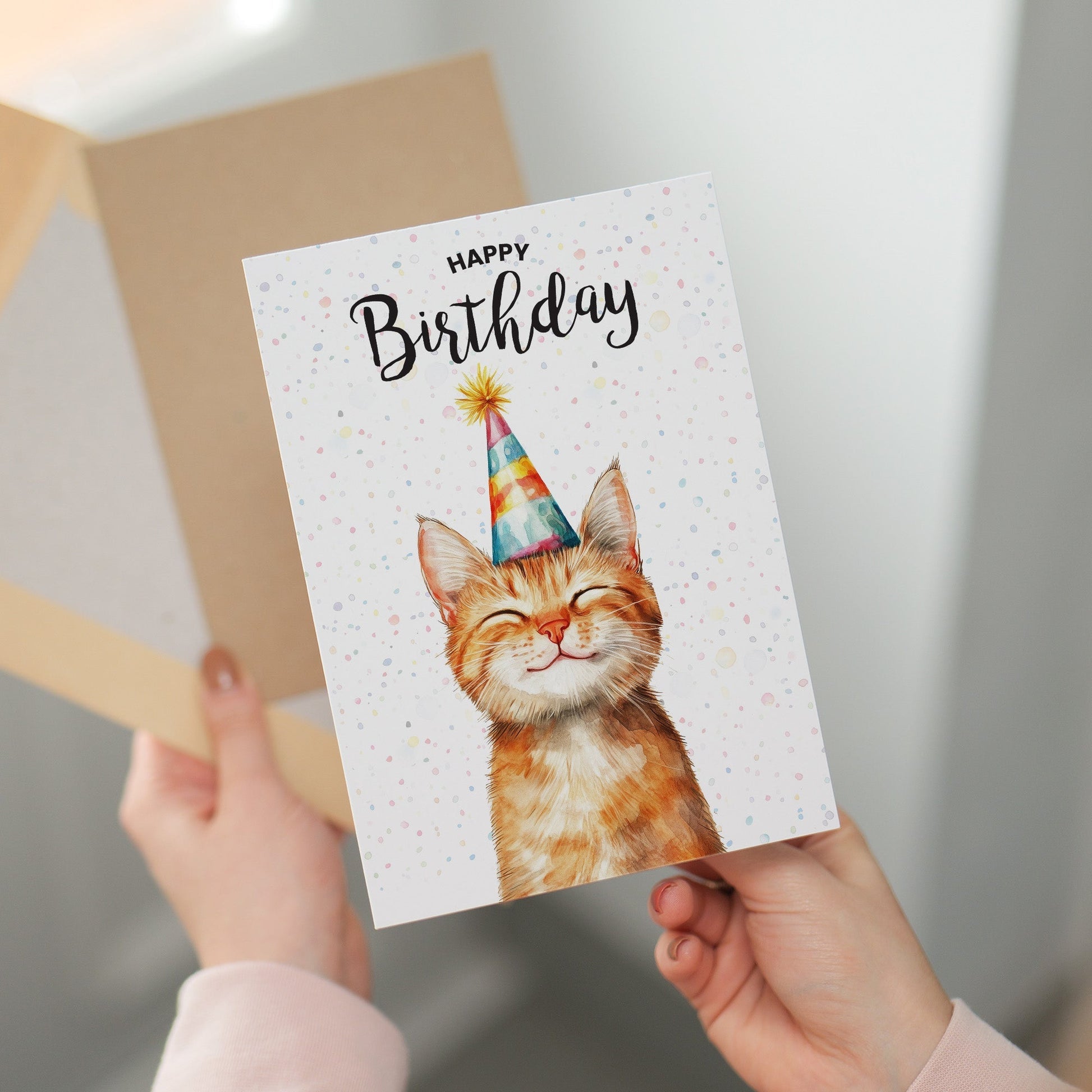 Birthday Card For Him or Her Of A Ginger Cat Illustration For Him or Her Birthday Gift